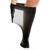 All Woman Plus Size SuperWide Knee Highs 120 Denier 33" Stretch Stockings - BLACK 6 PACK