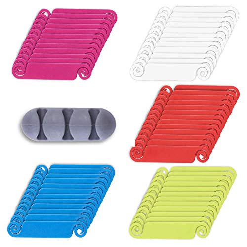 60 Pieces Cable Tags + 1Cable Clips，Cable Management Labels Multicolor