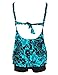 Hilor Women's Retro Pin UP Ruched Skirted Paisley Swimdress Swimsuit Blue 24