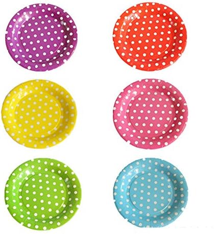 MZQLight Dot Design Party Pack Paper Luncheon Plates 7-Inch, 40 Count( 4 Assorted Color )