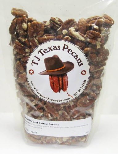 Jr. Mammoth Roasted and Salted Pecan Halves TJ Texas Pecans - 16 Ounce Bag