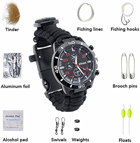 16 in 1 Multifunction Waterproof Watch Survival Bracelet Travel Climbing Camping With Compass Nylon Rope Survival Bracelet Watch Band