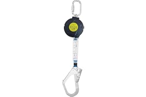 LONSGE 11FT Self Retracting Lifeline, Retractable Safety Lanyard 11ft Fall Protection with Swivel Top Rebar Hook and Shock Pack Absorber, Fall Protection Lanyard 11ft for House Construction Industry