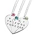 TISDA Best Friends Forever Set of three Necklaces with Shiny crystal on Puzzle Heart Pendants (white)