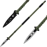 USMC Survival Spear | Officially Licensed United States Marine Corps Gear | 7 1/2" Stainless Steel Blade | OD Green Shaft | Paracord-Wrapped Handle Sections | Overall 44 1/2"