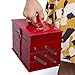 All In One Makeup Kit –  Eyeshadow, Blushes, Powder, Lipstick & More –  Highly Fashionable Red Leather Look Train Case 6” (Diagonal) Application Mirror –  Good for Beginners & Makeup Lovers