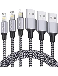 iPhone Charger, JAHMAI Nylon Braided Lightning Cable 3Pack 6feet Fast Charging High Speed Data Sync Cord Connector Compatible With iPhone XS MAX XR XS X 8 7 Plus 6S 6 SE 5S 5C iPad Mini Air Pro
