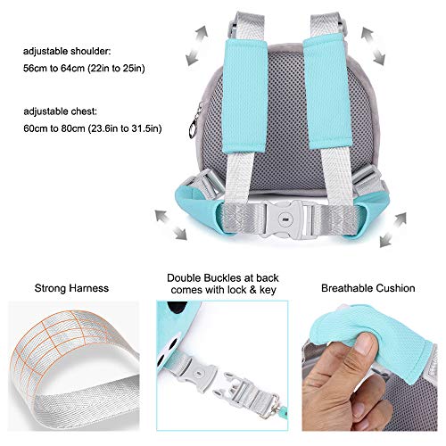 Child Leash Backpack Harness for Kid, 3-in-1, Anti Lost Wrist Cuff with Lock + 1.5m Link + Safety Walking Backpack for Girls, Boys