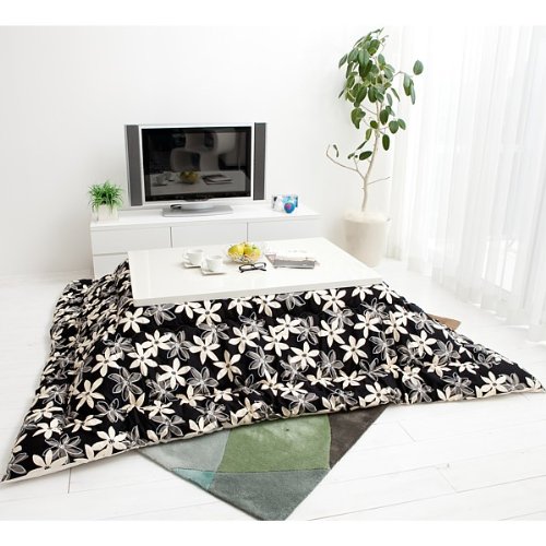 Modern kotatsu futon rectangle (205 x 315 cm) Marie pattern black 54625210