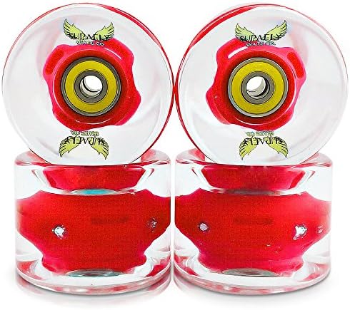 Skateboard / Longboard Cruiser Wheels LED Light up (pack of 4) - Bearings Phoenix ABEC 7 Included ( Pack of 8) - Smoother Quieter Ride - 60 x 45mm By Supafly Skate Company