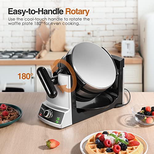 Belgian Waffle Maker KITIDEA, NonStick Double Flip Waffle Maker 1600W with 6 Browning Control