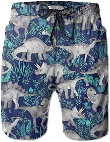 khgkhgfkgfk Dinosaur Jungle Mens Quick Dry Tropical Floral Camouflage Boardshort Swim Trunk Beach Shorts