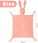 Vicloon Baby Comforter Blanket Rabbit Design 31x31 cm Pink Organic Cotton view 2