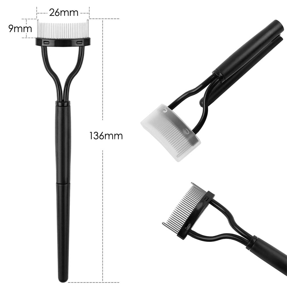 KINGMAS 3Pcs Duo Eyebrow Brush and Spoolie & Eyelash Comb Curlers & Steel Brow Brush Comb Makeup Grooming Tool: Beauty