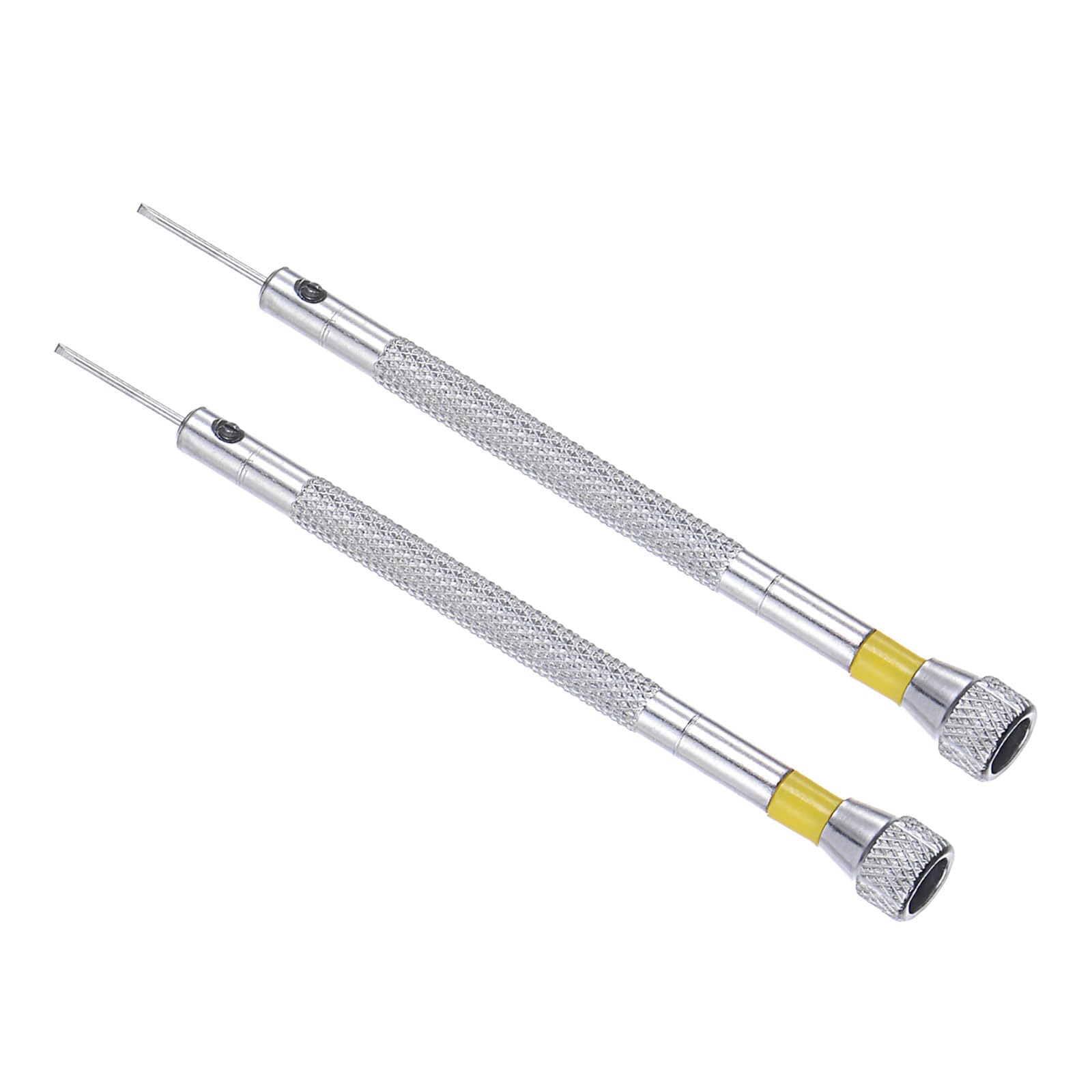 CoCud Mini Slotted Screwdriver, 0.8mm Size 90mm Length, Carbon Steel Small Flat Head Screwdrivers Yellow - (Applications: for Glasses, Watch or Laptop), 2-Pieces
