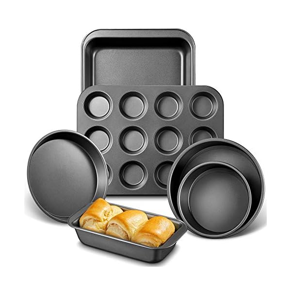 Deik-6-Piece-Bakeware-Set-Non-Stick-Baking-Set-Carbon-Steel-Bakeware-Sets-with-2-x-Round-Cake-Tins-Pizza-Pan-Toast-Pan-Rectangle-Baking-Pan-12-Muffin-Tray-BPA-Free Deik 6-Piece Bakeware Set Non Stick Baking Set, Carbon Steel Bakeware Sets - with 2 x Round Cake Tins, Pizza Pan, Toast Pan, Rectangle Baking Pan, 12 Muffin Tray, BPA Free