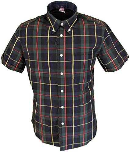 Warrior UK Men´s Short Sleeve Retro Button-Down Shirt Caine Skin Mod Punk (X-Large (XL) Slim-Fit)