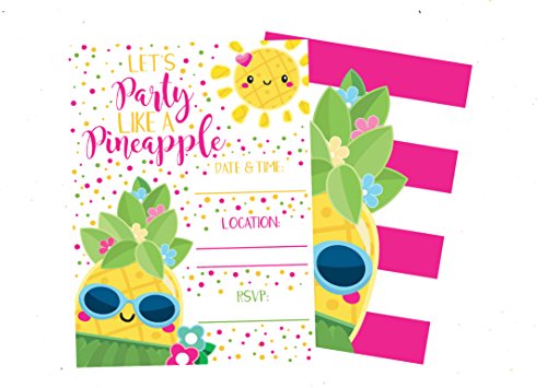 Party Like a Pineapple Bright Invitations (Set of 12) with Envelopes