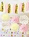 Bridal Shower Decorations Pink Gold Cream Glitter Gold Paper Tassel Garland Polka Dot Tissue Poms for Girl Prince Birthday Party Decorations Pink Gold First Birthday Party Decor