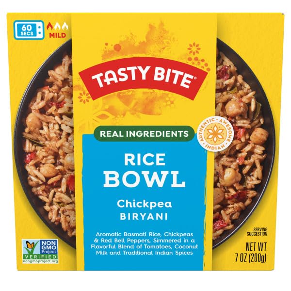 TASTY BITE CHICKPEA BIRYANI RICE BOWL, READY TO EAT, MICROWAVEABLE, GLUTEN FREE, 7 OUNCE (PACK OF 6)