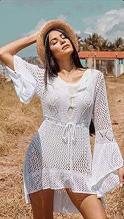 saída de praia de crochê manga longa