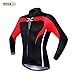 Anhvuu Thermal Fleece Cycling Jersey Shirt Casual Jacket Long Sleeve Black Red Size L