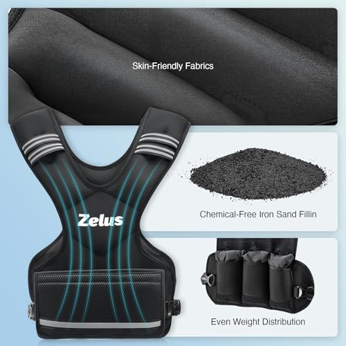ZELUS Chaleco con Peso Ajustable para Hombres y Mujeres, Body Weighted Vest con 6 Pesas de Hierro para Entrenamiento Cardiovascular, Running y Fitness en Casa