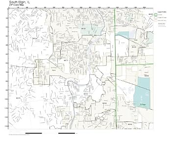 Amazon.com: ZIP Code Wall Map of South Elgin, IL ZIP Code Map Not