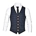 VOBOOM Men's V-Neck Suit Vest Casual Slim Fit Dress 6 Button Vest Waistcoat (Blue, S)