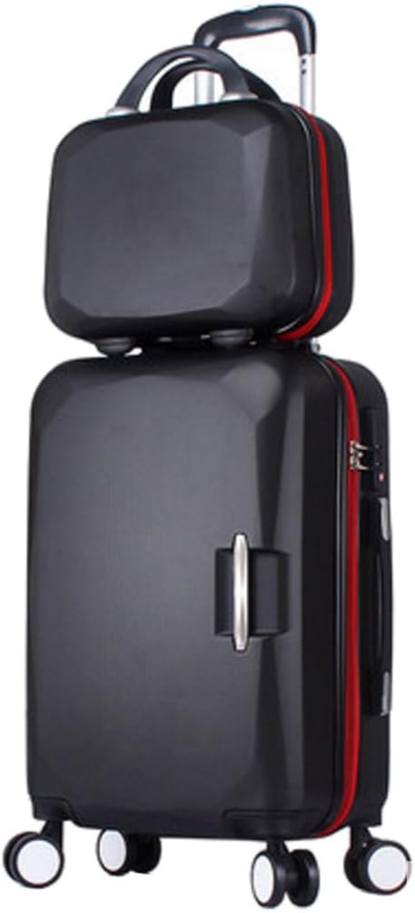 Songren Unisex Travel Luggage with Cosmetic Bag 2PCS Set ABS Suitcase Sets - 20 Inch Black