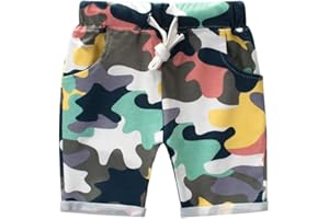 Gajaous Toddler Boys Colorful Camo Shorts Kids Little Boys Summer Drawstring Camouflage Knee Length Shorts Casual Short Pants