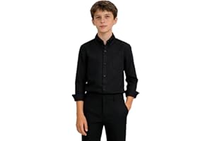 A&J DESIGN Boys Dress Shirt Kids Formal Button-Down Collar Long Sleeve Blouse 8-16 Years