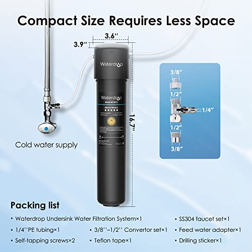 Waterdrop 15UB Under Sink Water Filter System, Reduces Lead, Chlorine