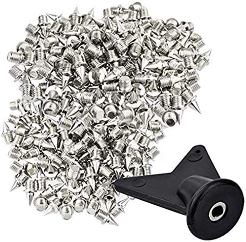 heliltd 200 Pcs 1/4 Inch Stainless Steel Spikes with 1 Pcs Spike Wrench, Shoe Replacement Spikes for Sprint Sports Short Running Shoes