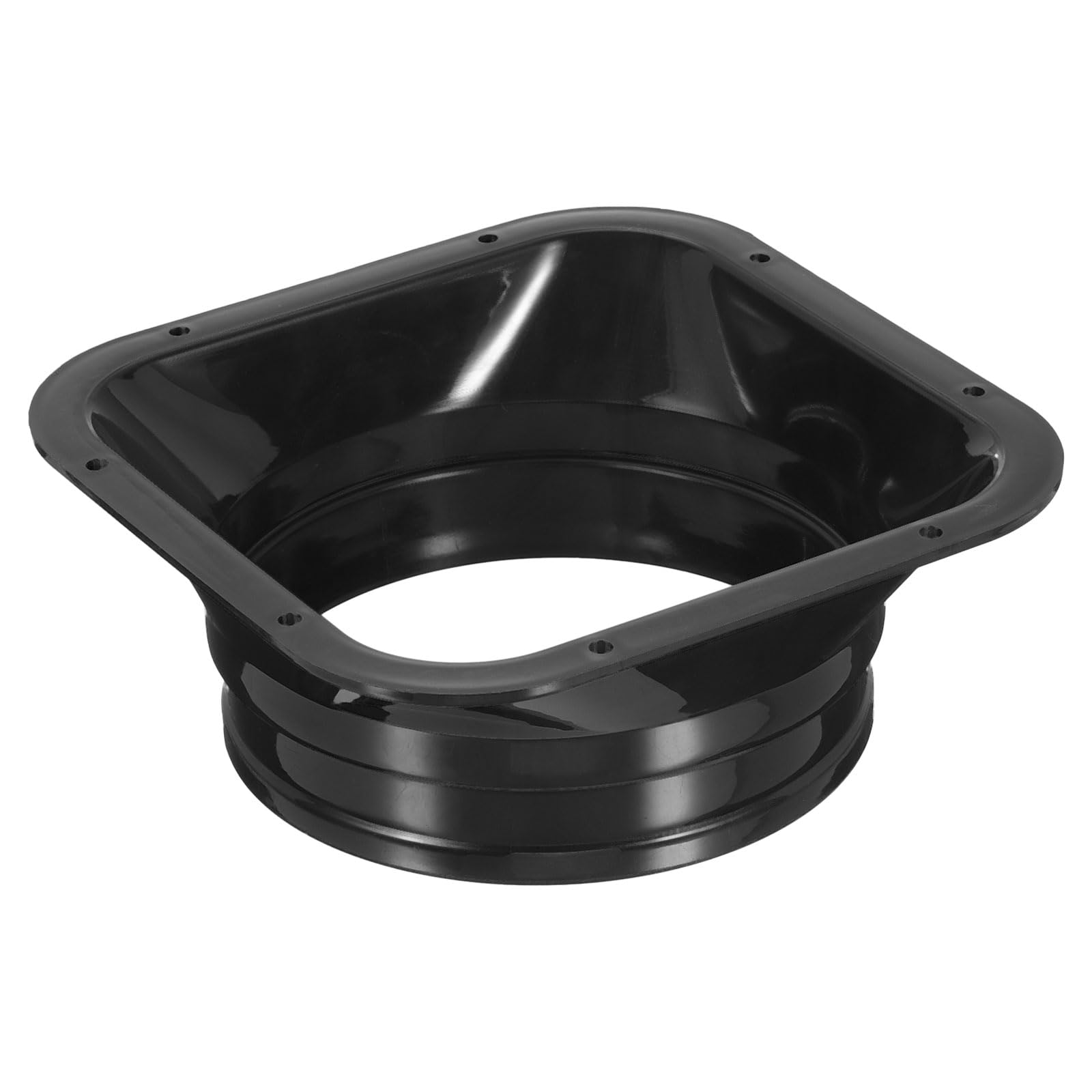 Photo 1 of PATIKIL 6" Duct Connector Flange, PP Dryer Vent Wall Plate Square to Round Straight Ducting Plate for Air Heating Cooling Ventilation Exhaust Fan, Black