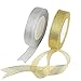 Organza Ribbon,KAKOO 2 Pack 25 Yard 20mm Wide Glitter Trimmings Decorative Ribbons for Gift Wrapping (B-Gold&Silver)