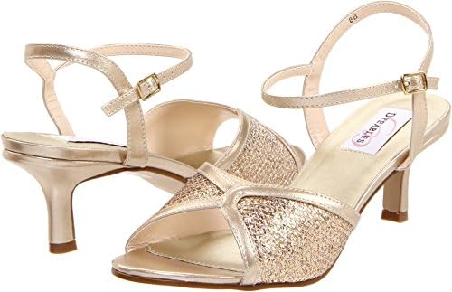 Dyeables Women's Dre Ankle-Strap Sandal,Champagne Glitter,7 D US