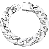 EVANYIZHOU Cuban Link Bracelet for Men,12mm Ceramic Cuban Bracelet,White Bracelet for Men,Jewelry Gifts for Him