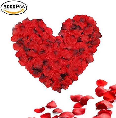Solefun Rose Petals, 3000 PCS Dark-Red Silk Artificial Flower Petals Wedding Flower Decoration and Vase Home Decor Wedding Bridal Decoration