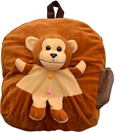 Blue Tree School Bag for Kids/Girls/Boys/Children Plush Soft Bag Backpack Monkey Cartoon Bag Gift for Kids Cartoon Toy Cute Birthday Return Gift/ School Bag/ Travelling Carry Picnic Bag/ Teddy Bag For Children (Brown_3 to 5 Year)