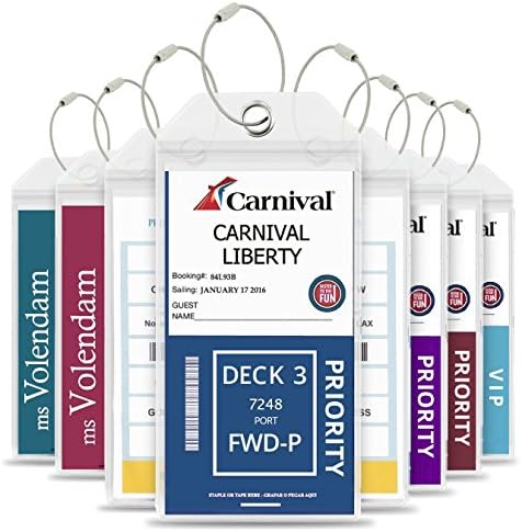 Shiptags, Cruise Luggage Tags w/ Zip Seal &amp; Steel Loops, Baggage Document Holder (8 Pack)