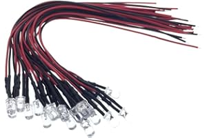10PCS 3mm LED 5-12V 20cm Pre-Wired UV RGB Diode Lamp Decoration Light Emitting Diodes Pre-soldered,Red