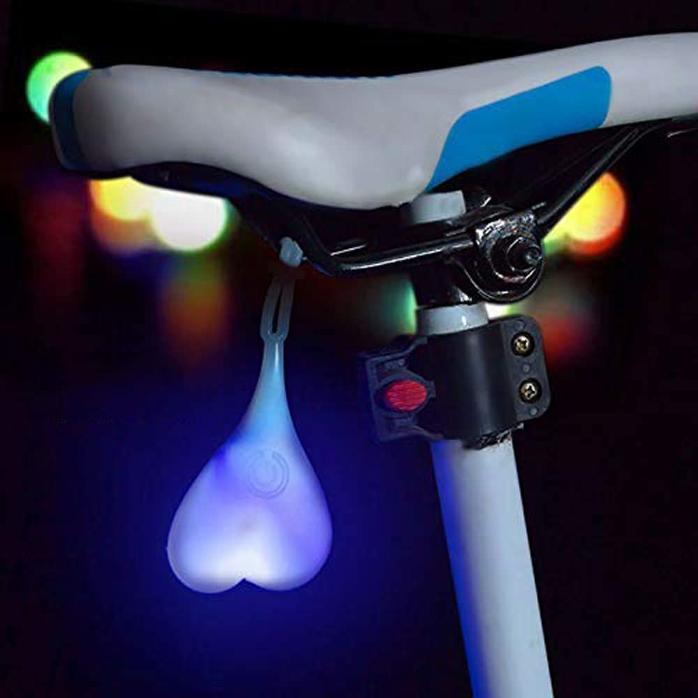 Riloer LED Bike Ball Lights, Waterproof Heart-shaped Bicycle Back Rear Tail Light, Bright Cycling Safety Warning Light, Red/Blue/Green/Multi-color