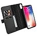 Zover Compatible with iPhone Xs/X Case Detachable Genuine Leather Wallet Case Support Wireless Charging Magnetic Car Mount Holder Kickstand Feature Magnetic Closure Gift Box Black