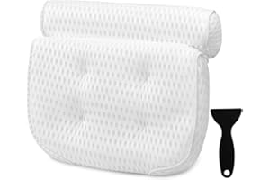 OMYSTYLE Bath Pillow Bathtub Pillow - Bath Pillows for Tub with Neck, Head, Shoulder and Back Support - 4D Air Mesh Spa Pillow for Bath - Extra Thick, Soft and Quick Dry