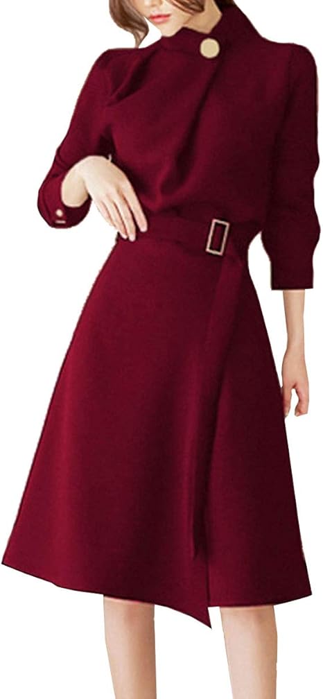 Amazon ジョプリンアンドコー 2カラー シンプルワンピース ウエストマーク 美シルエット スリット 通年 レディース ワンピース チュニック 通販