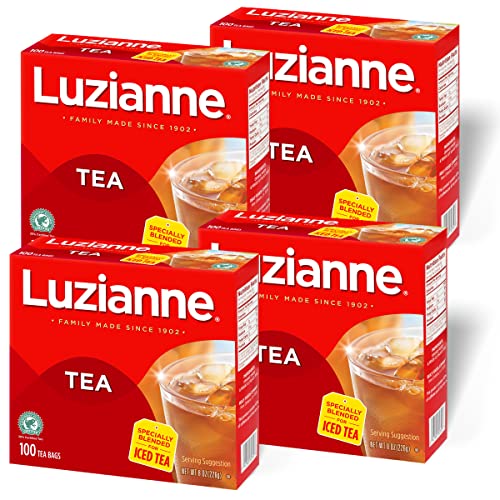 Luzianne Iced Tea Bags, Family Size Unsweetened, 400 Tea Bags (4 Boxes