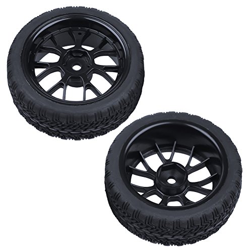 Hobbypark (4-Pack) OD 2.56''(65mm) Rubber Tires & Wheels 12mm Hex Drive Hub for 1/10th Scale RC Touring Car