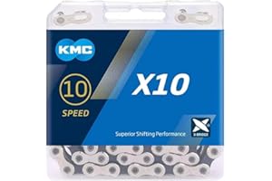 KMC X10.93, Nickel Plated 10 Speed Bicycle Chain for Shimano SRAM Campagnolo-Silver Black
