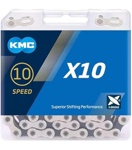 Chaîne Vélo KMC XGlide EPT 9/10/11 Vitesses - 126 Maillons Argent Foncé - Compatible Shimano CUES
